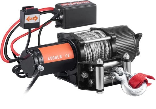 Lier elettrico 12 V, 2048 kg di carico, cavo in acciaio 6,35 mm x 12,7 mm, IP55, laccio ATV-UTV con comando a distanza wireless e guida cavo 4 vie per il traino di Jeep e SUV.