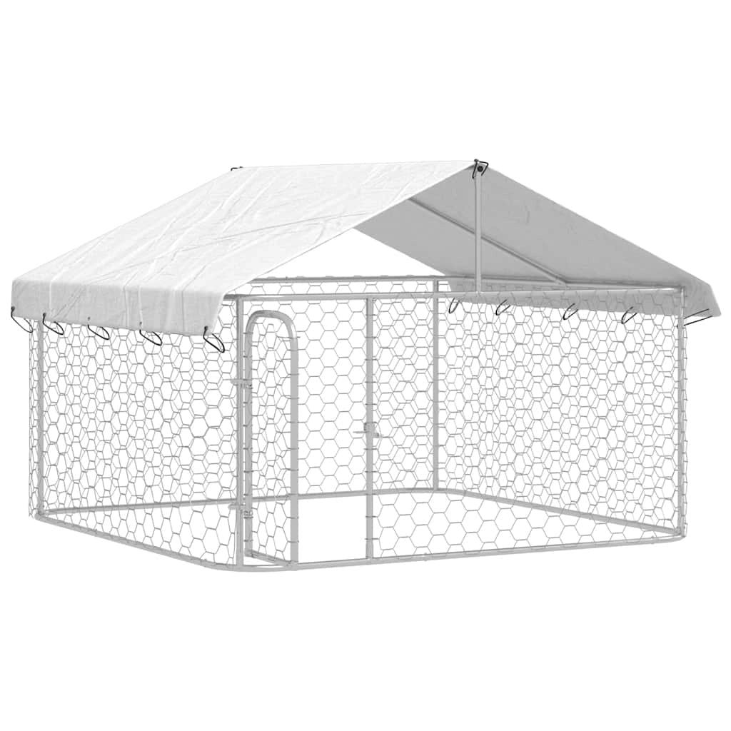 Cuccia/gabbia/recinto per animali domestici da esterno con tetto 200 x 200 x 150 cm argento 02_0041907