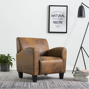 Poltrona-Divano Sedia-Sofa-Divanetto Marrone 70x69x72 cm Similpelle Scamosciata