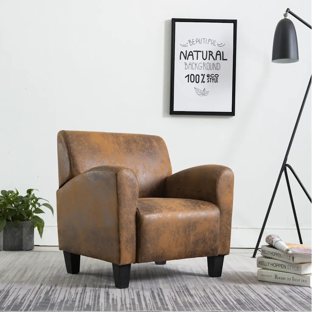 Poltrona-Divano Sedia-Sofa-Divanetto Marrone 70x69x72 cm Similpelle Scamosciata