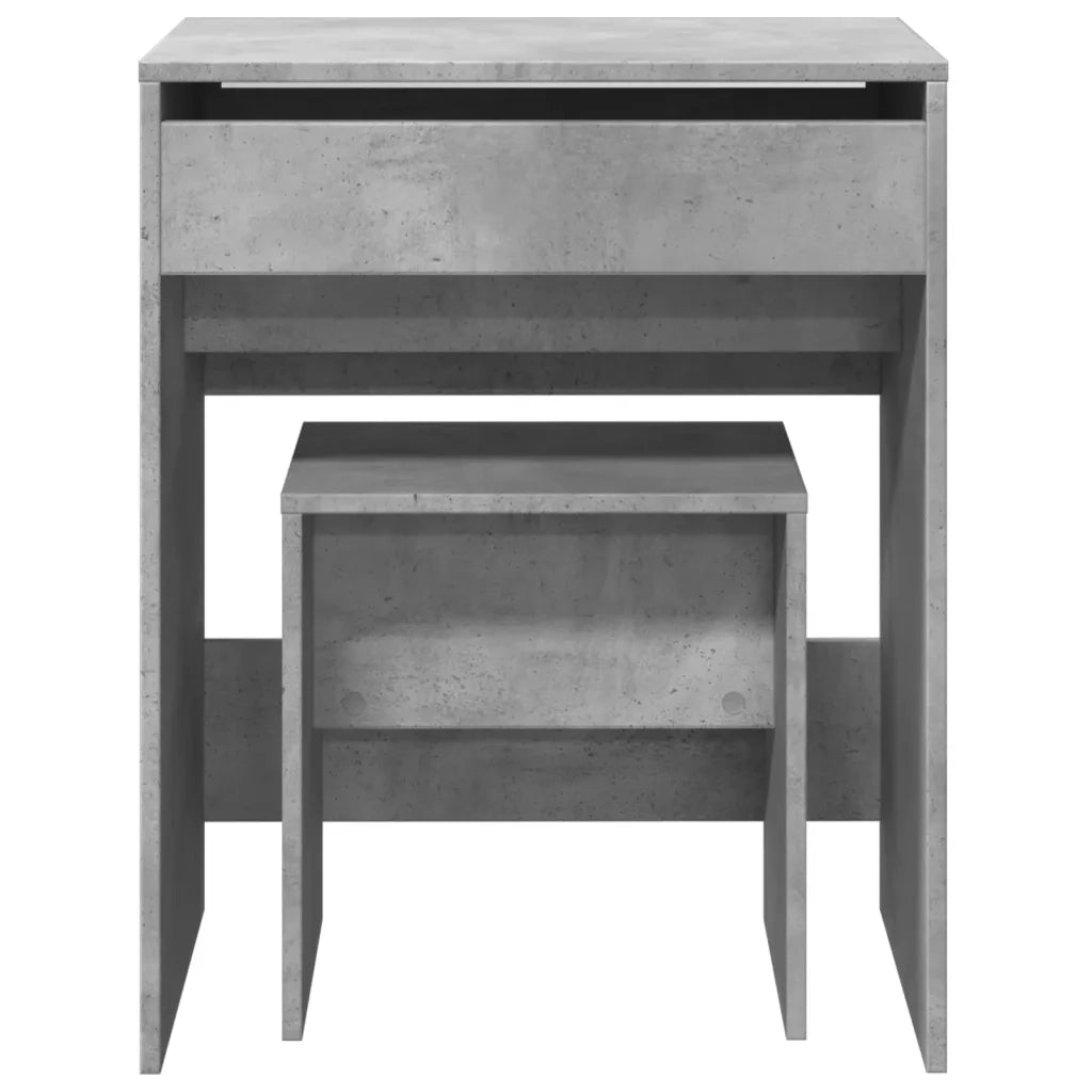 Toeletta e Sgabello Grigio Cemento 60x40x113,5 cm