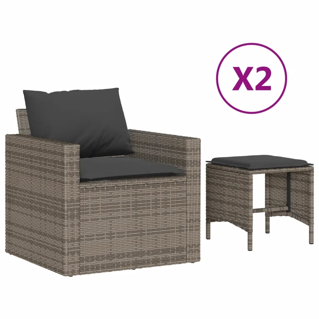 Set Divani da Giardino 4 pz con Cuscini in Polyrattan Grigio 366361