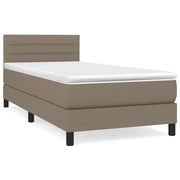 Letto singolo | Letto per adulti | Giroletto a Molle con Materasso Tortora 90x190 cm in Tessuto