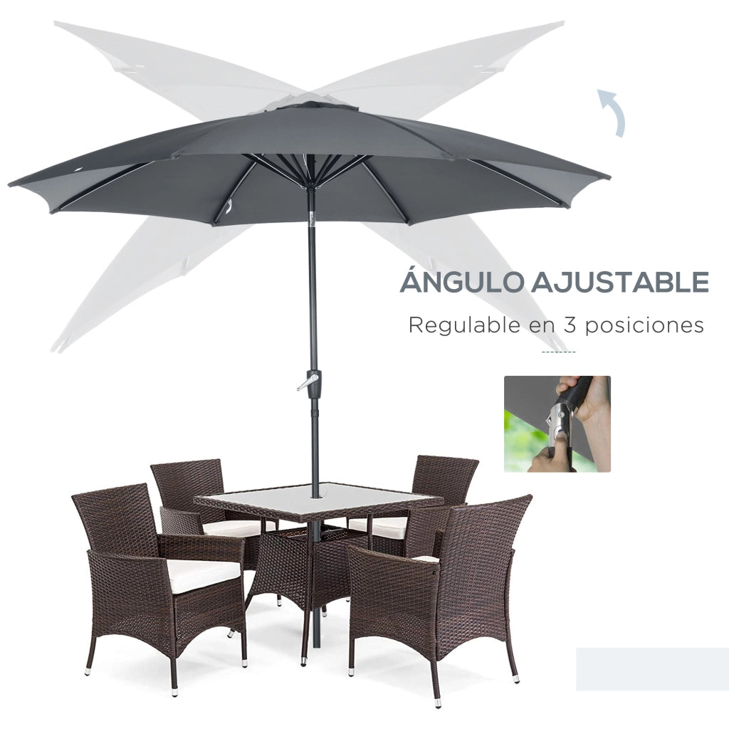 Ombrellone da Giardino con Manovella e Tetto Inclinabile ¨C zephmum ¨C ?300x252 cm Grigio