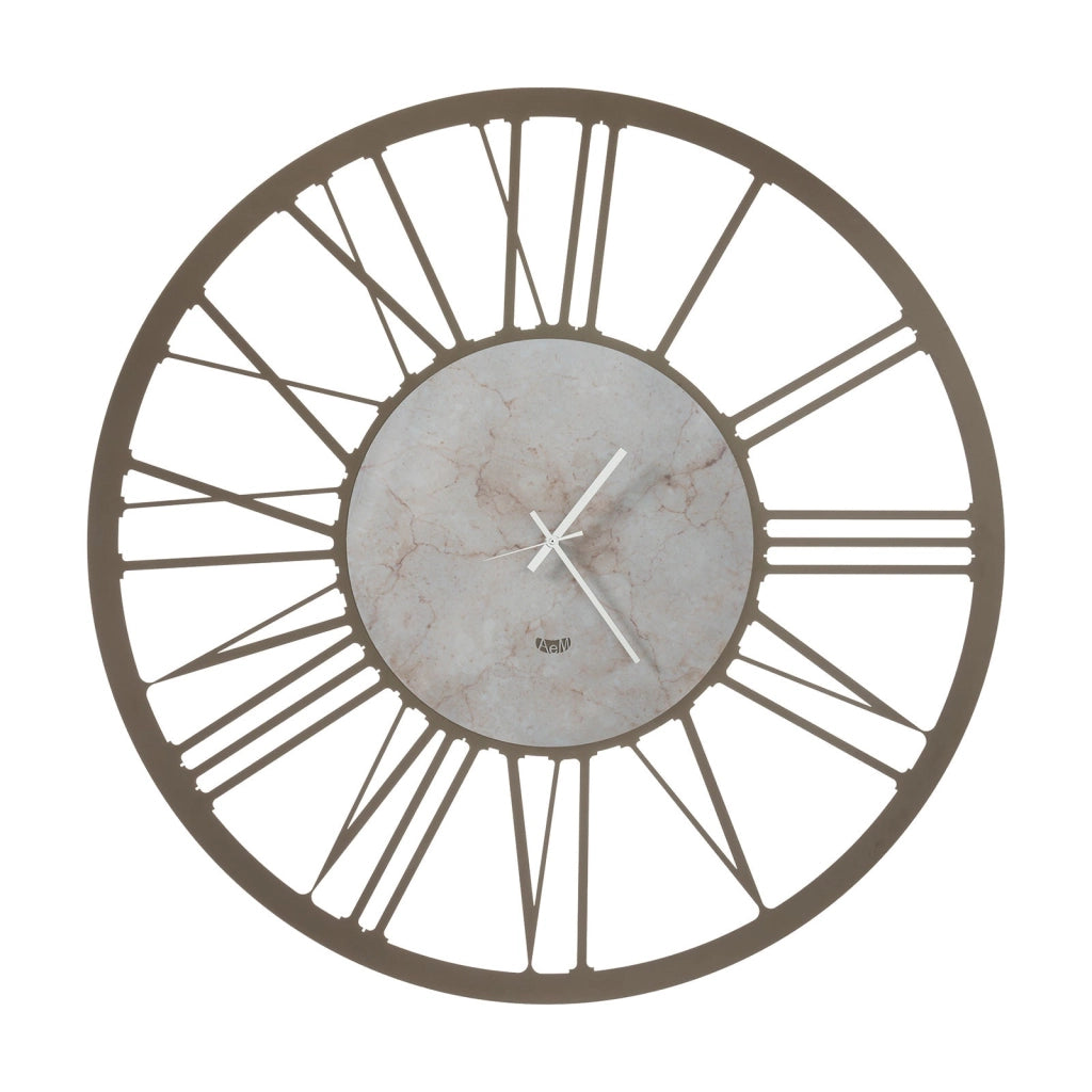 Orologio da parete design Big 90 Bronzo e marmo travertino