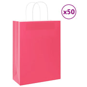 Sacchetti di Carta 50 pz con Manici Rosa 26x12x35 cm