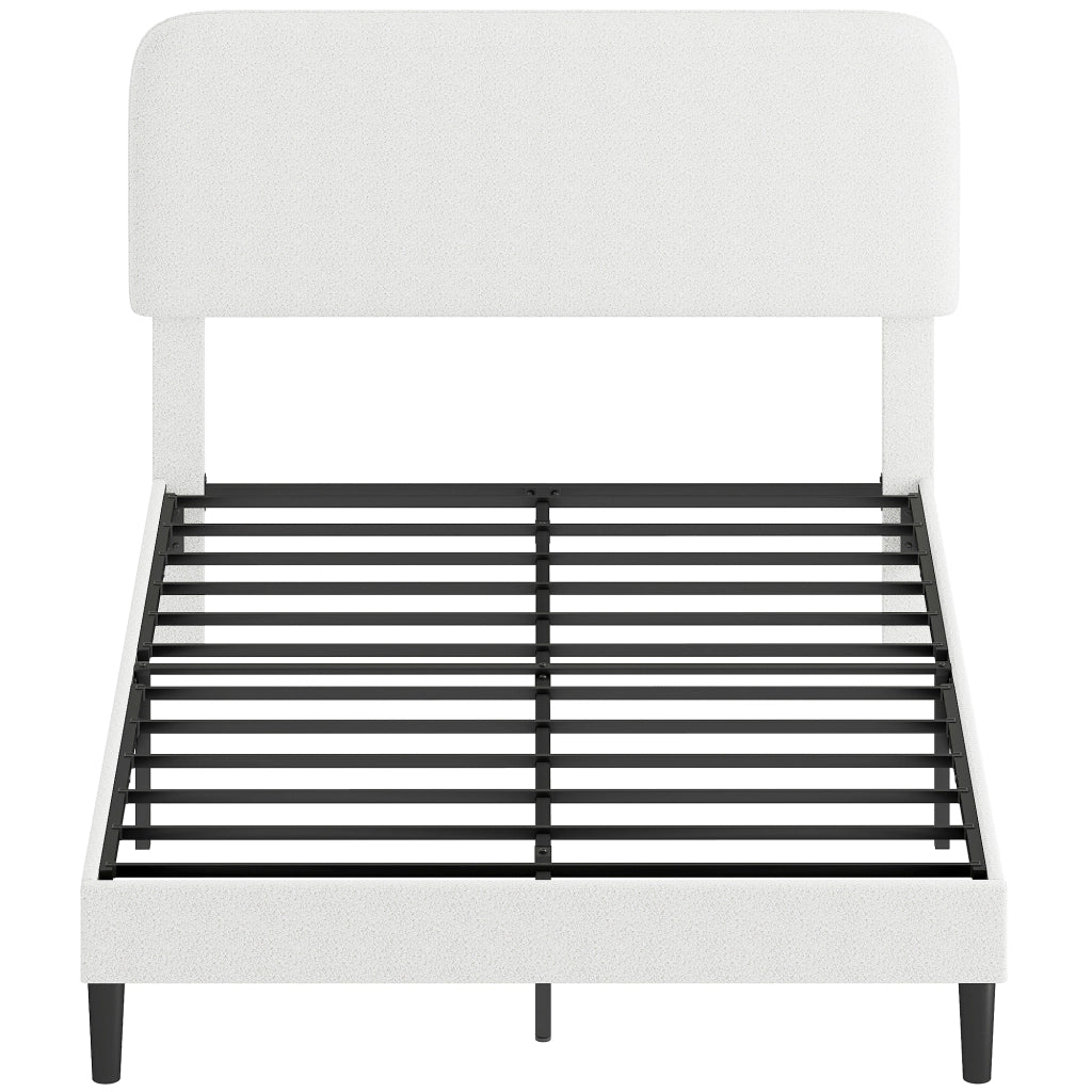 Letto imbottito 140x200 con testiera regolabile in pile teddy ¨C zephmum ¨C bianco