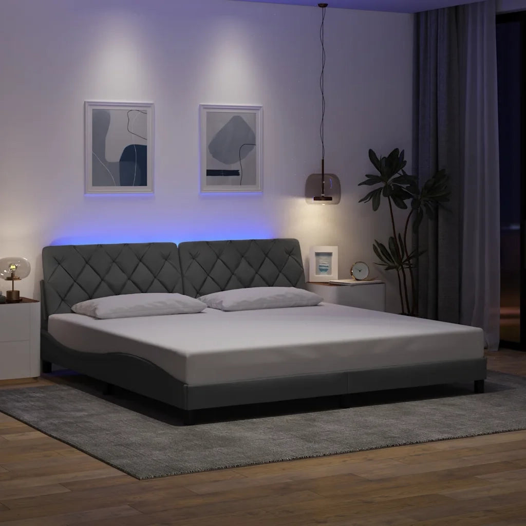 vidaXL Giroletto con LED senza Materasso 200x200 cm Tessuto