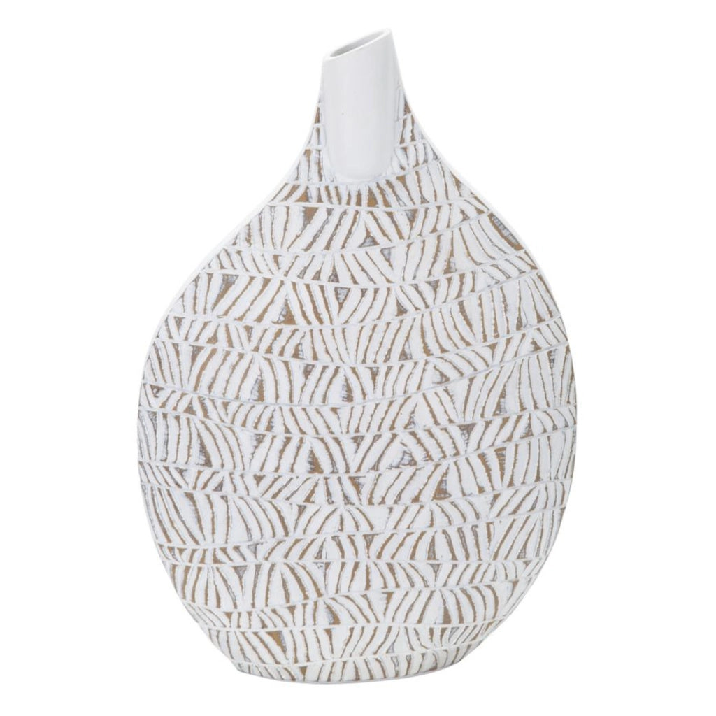 Vaso Decorativo VKH671, Bianco, Poliresina, 30,5x11,5x46,5 cm