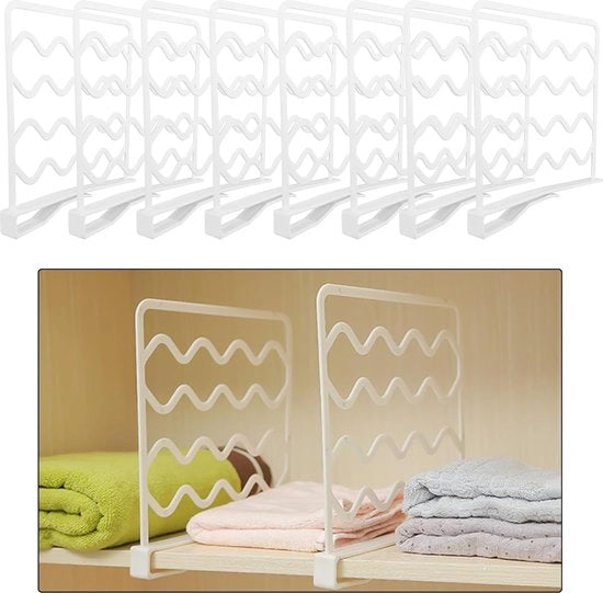 Organizzatore per armadi - Divisore per pannelli in plastica - Organizzatore per armadi - Per armadi, armadi, scaffali libreria - 8 pezzi - Bianco