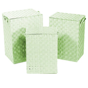 Set 3 Ceste Portabiancheria in poliestere verde chiaro foderato rettangolare