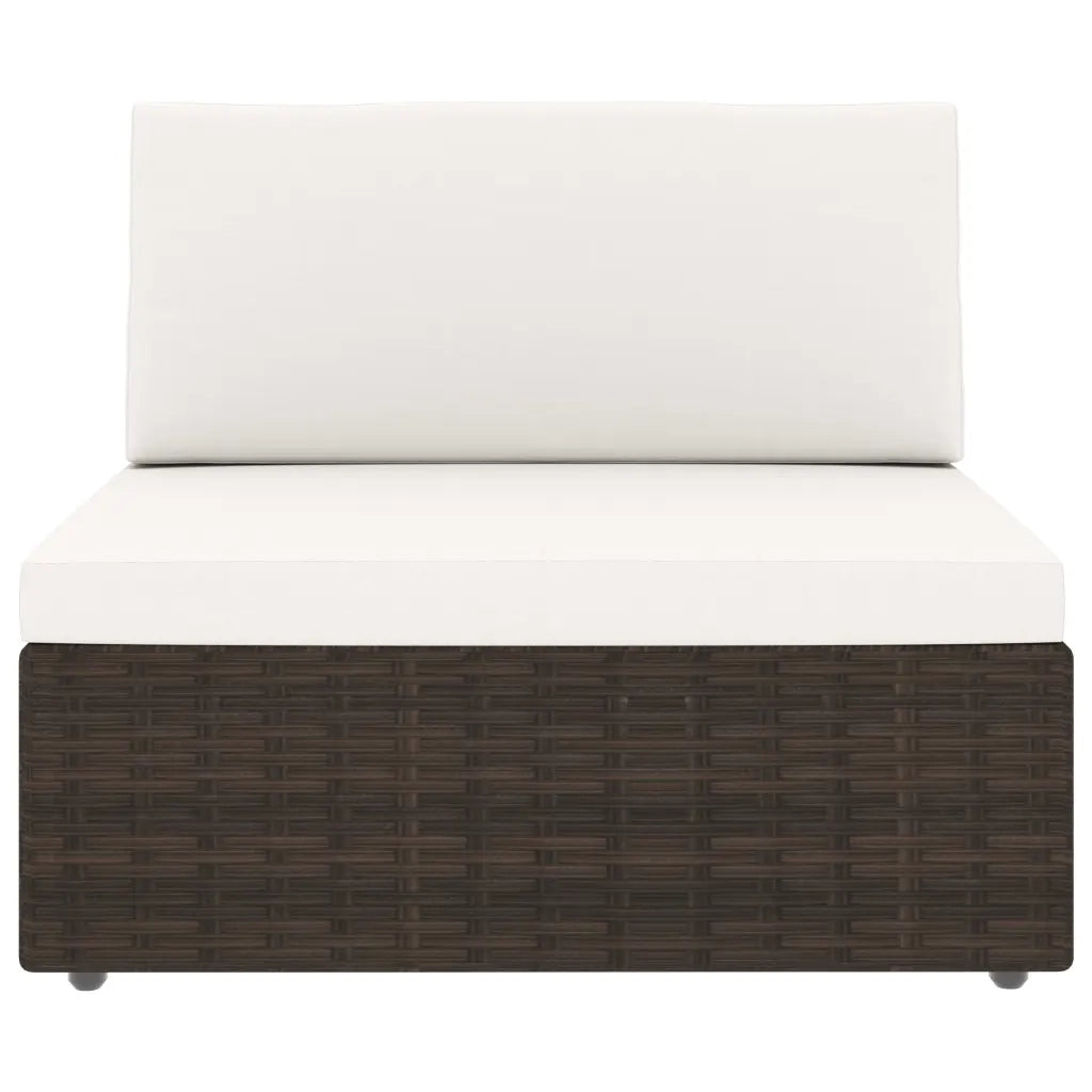 Divano Modulare a 2 Posti in Polyrattan Marrone cod mxl 65147