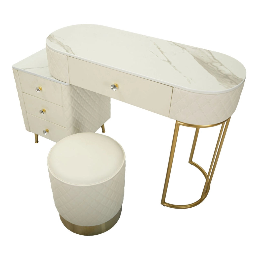 Consolle Trucco VKH21, Bianco, Legno, 120x40x75 cm