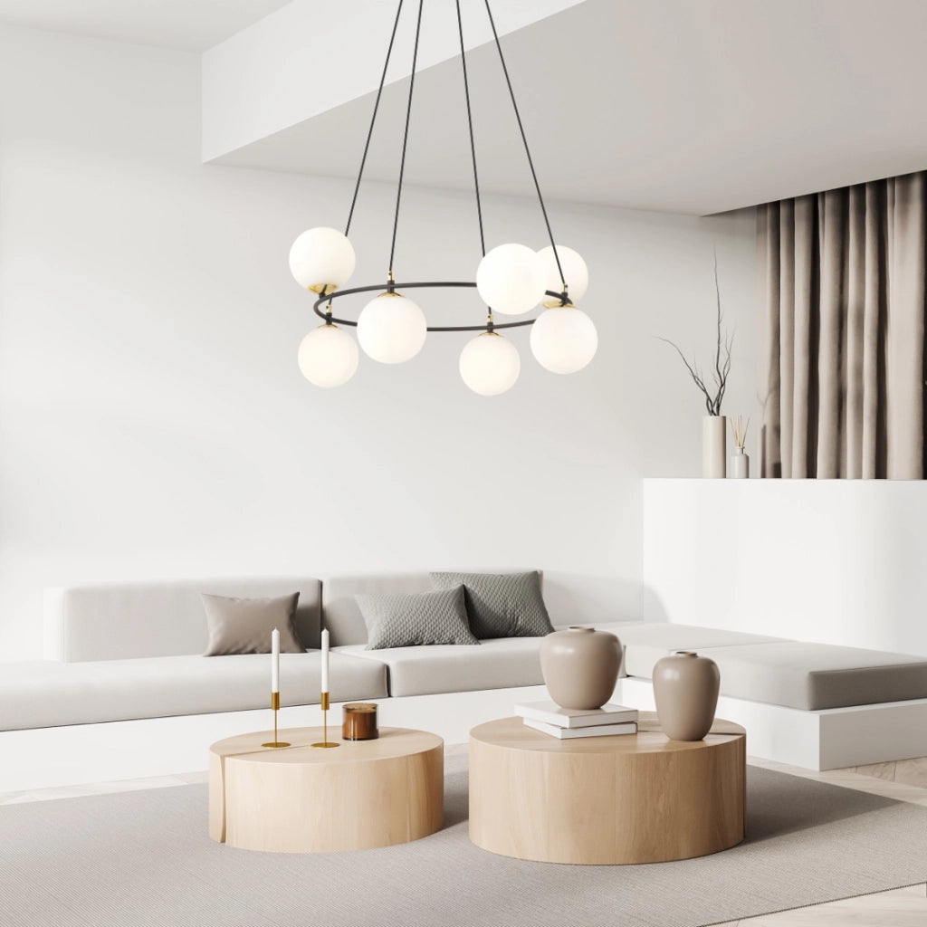 Lampadario sospeso Azura 8 luci nero opale Emibig 1295/8