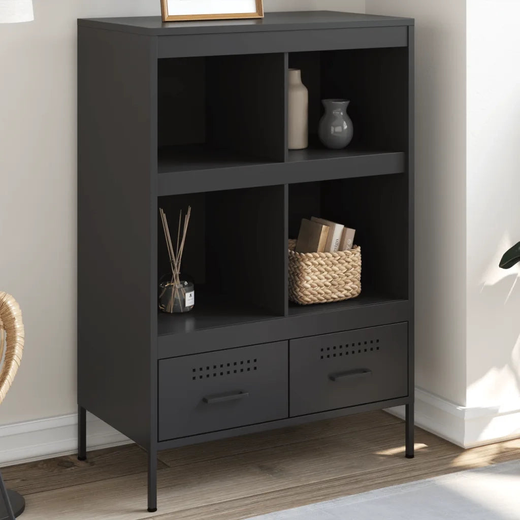 Credenza | Madia | Buffet da pranzo | Armadio da pranzo Nera 68x39x101,5 cm in Acciaio