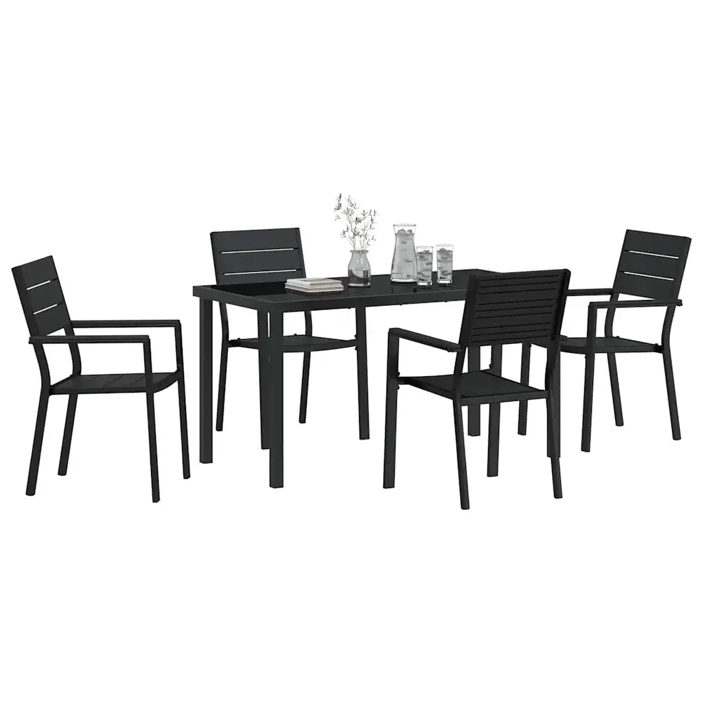 Set da Pranzo per Giardino 5 pcs Nero