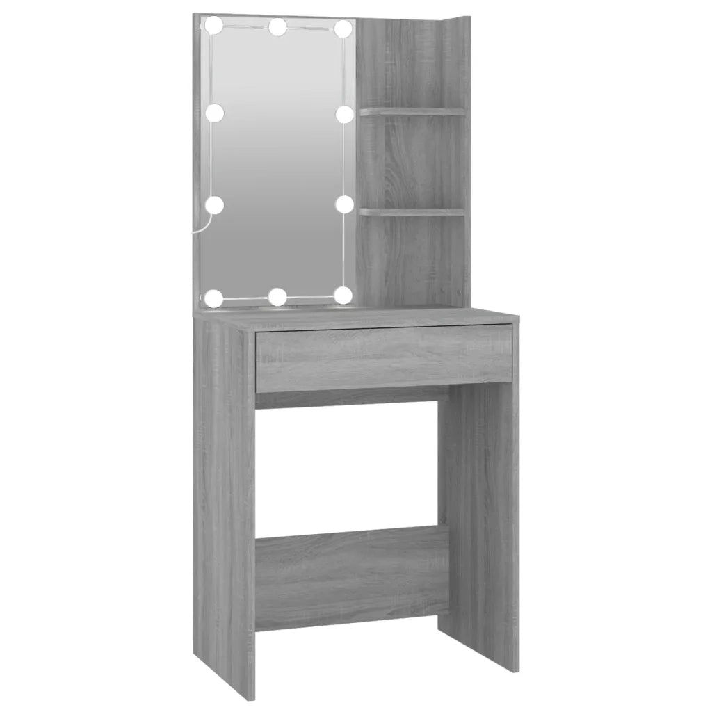 Toeletta con LED e Armadietti Grigio Sonoma Legno Multistrato 3120189