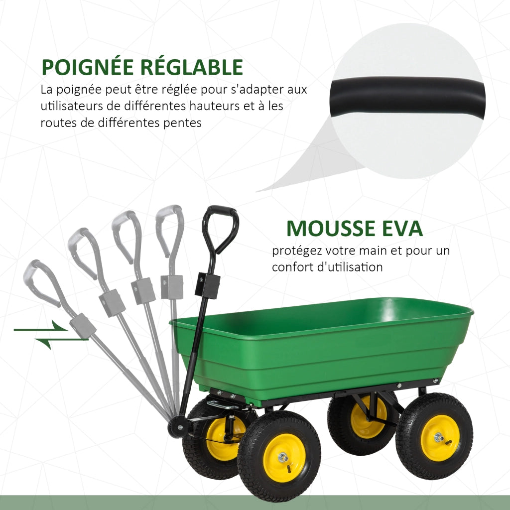 Carriola Giardino 4 Ruote ¨C Zephmum ¨C Benna 125L Giallo Verde Acciaio PP
