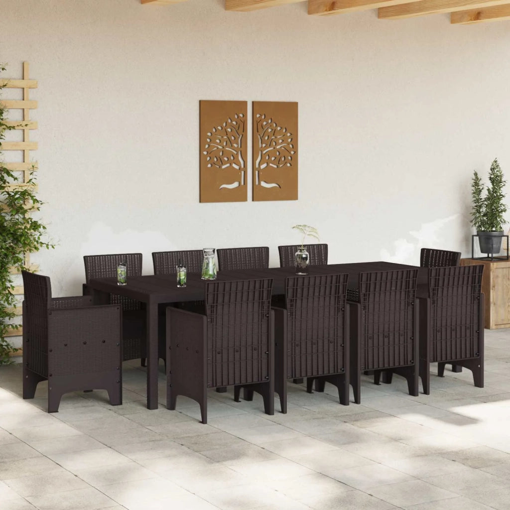 Set da Pranzo per Giardino 11 pcs Marrone Polipropilene 3378597
