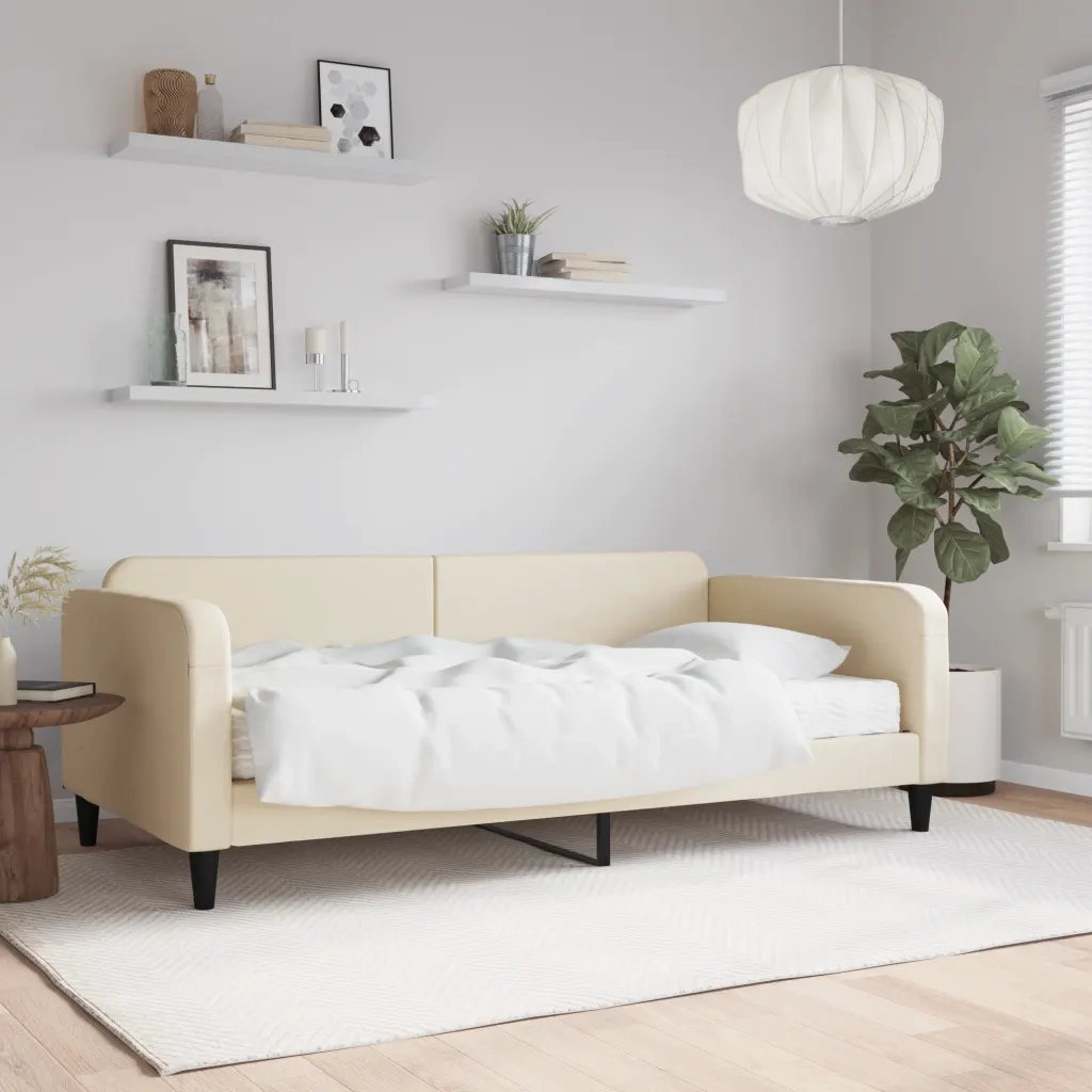 Divano Letto con Materasso Crema 80x200 cm in Tessuto 3196797