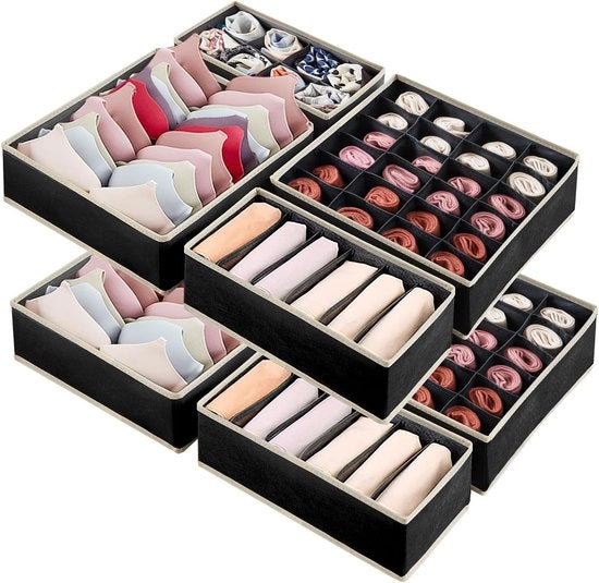 Organizzatore per armadi a 8 ripiani, opzionabile per armadi, per la gestione di sottovesti, calze, reggiseni e cravatte (nero)