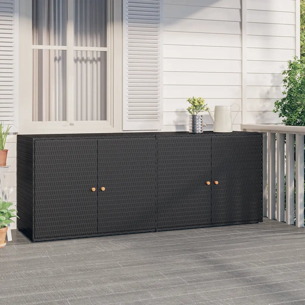 Mobiletto da giardino nero 198x55,5x80 cm in polyrattan 319870