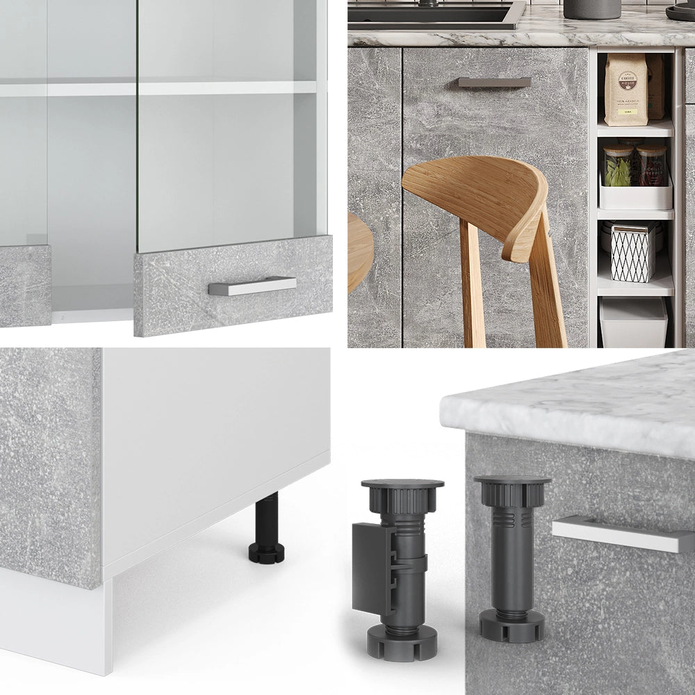Vicco Cucina completa Cemento/Bianco 160 cm , PL Rovere