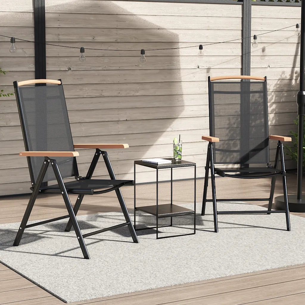Sedie da Giardino Pieghevoli 2 pz | Sedie da Esterno in Alluminio e Textilene Nere