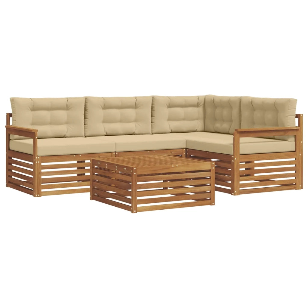 Set di divani da esterno con cuscino 5 pcs Naturale e Beige