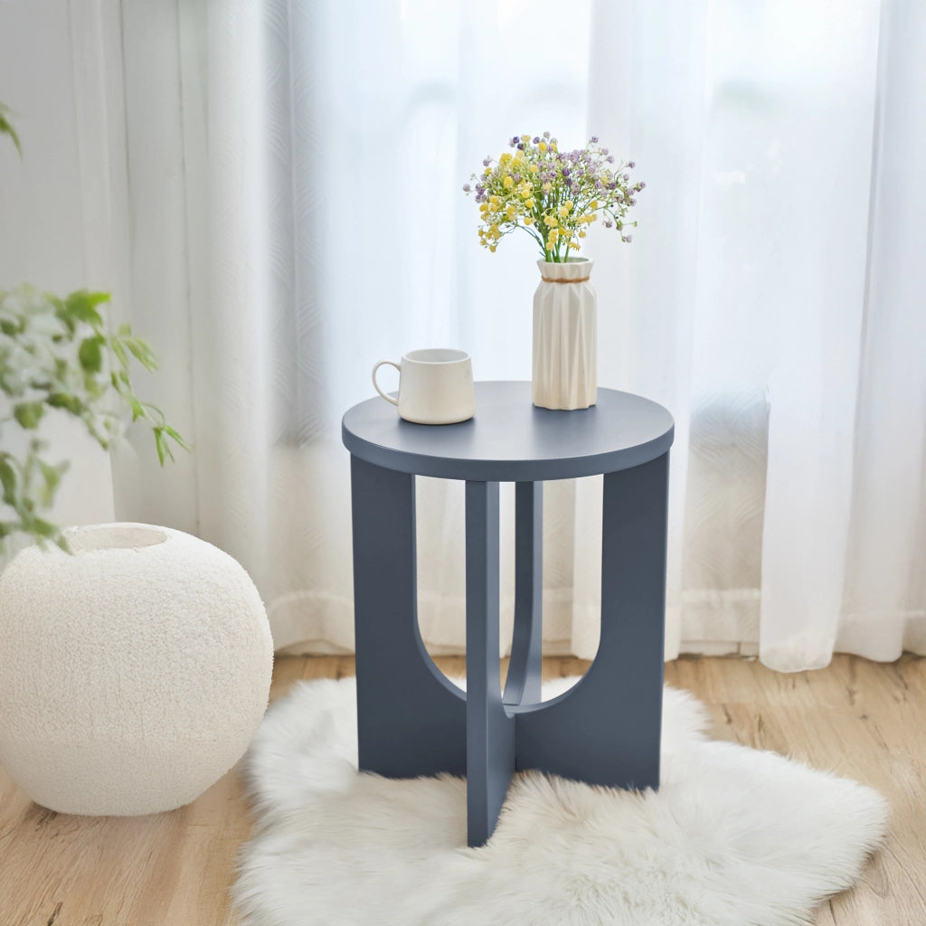 Tavolino da Caffè Kysdajore Piano Rotondo 50x40 cm Blu Grigiastro [en.casa]