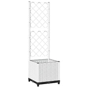 Fioriera rialzata per piante fiori terrazza giardino con traliccio 40 x 40 x 136 cm PP bianco 02_0038286