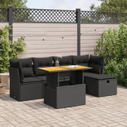 vidaXL Set Divano da Giardino 6 pz con Cuscini Nero Polyrattan Acacia