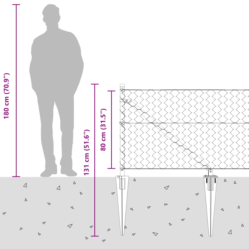 Recinzione Esagonale  Grigia 0.8x50 m Acciaio