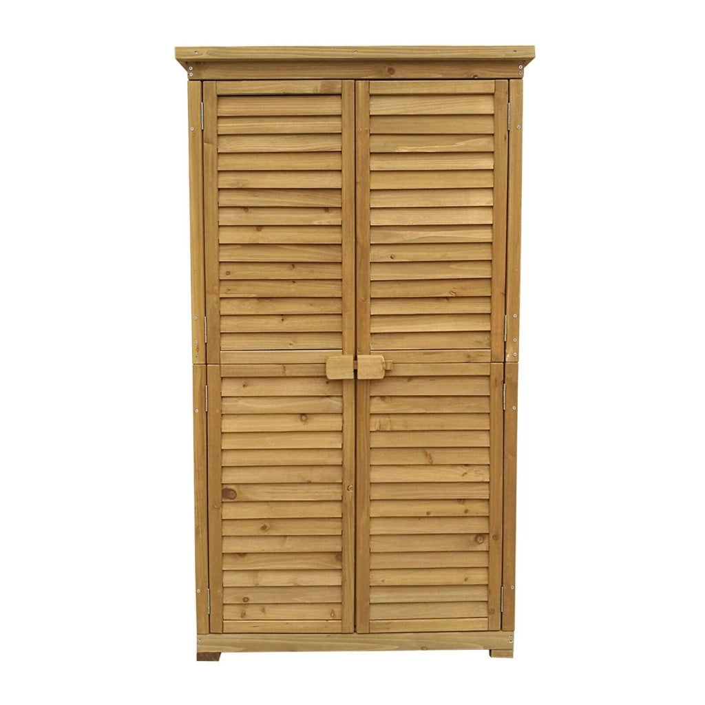 Armadio da giardino con ante a doghe 160 cm legno di abete rosso tetto in bitume 16_0002170