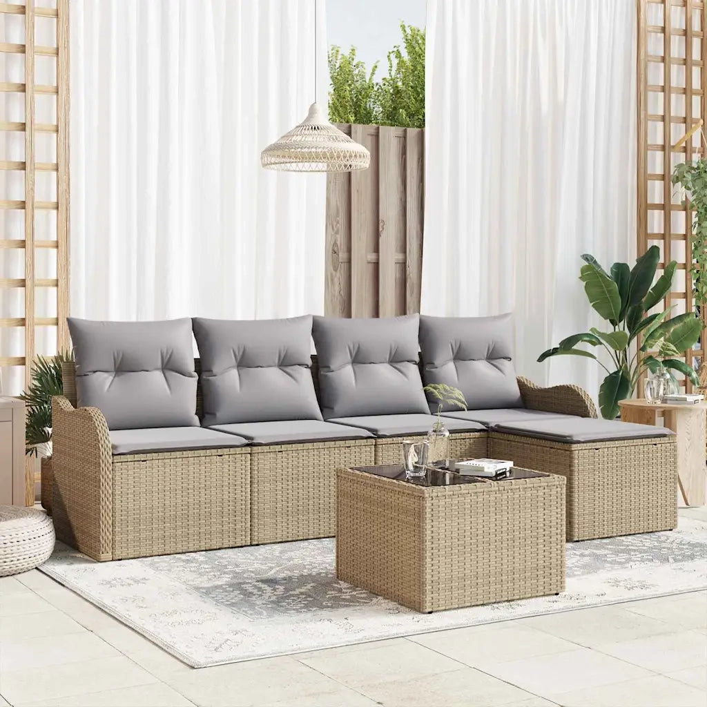 Set Divano da Giardino Beige polyrattan 3345670