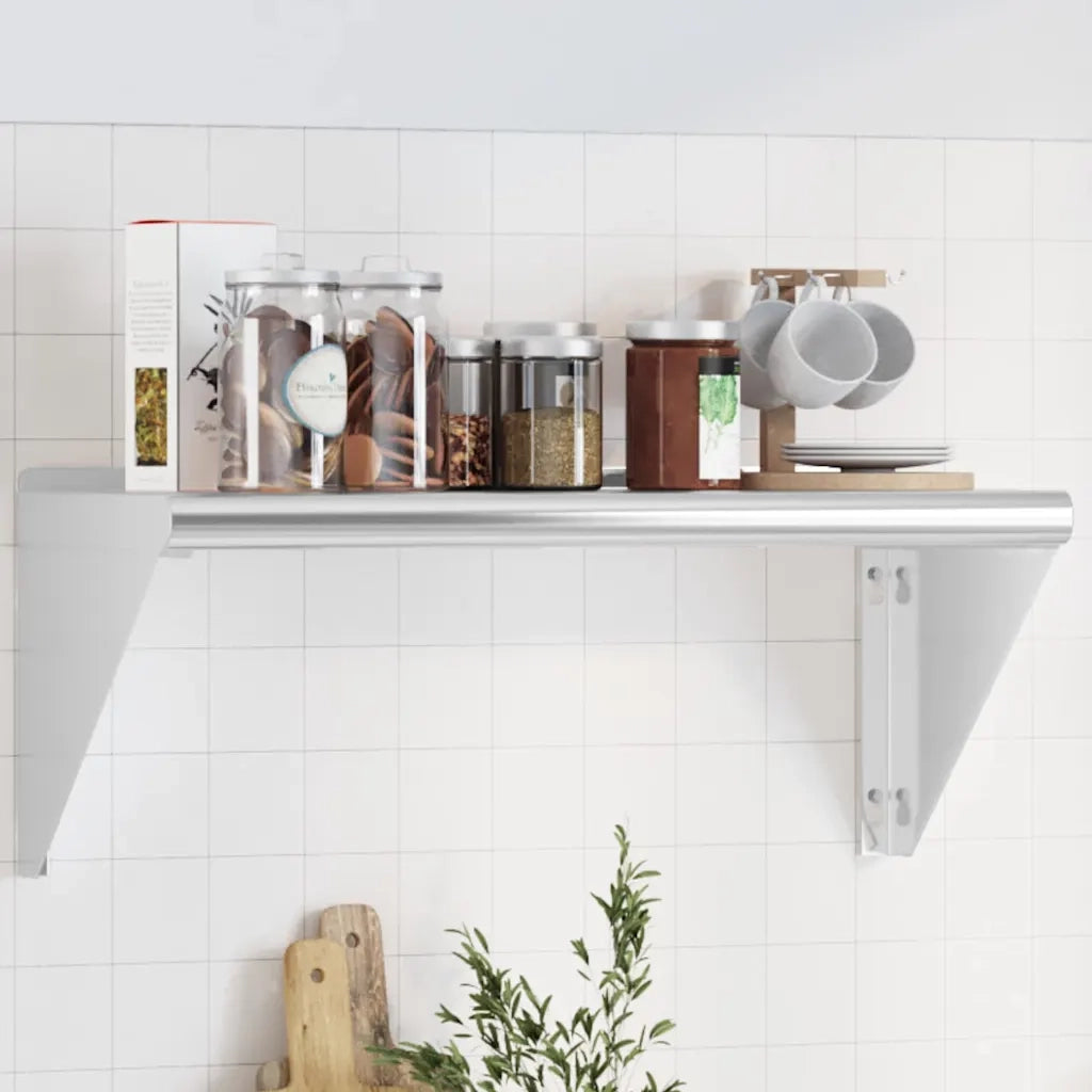 vidaXL Mensola a Muro 75x30x31 cm Argento in Acciaio Inossidabile