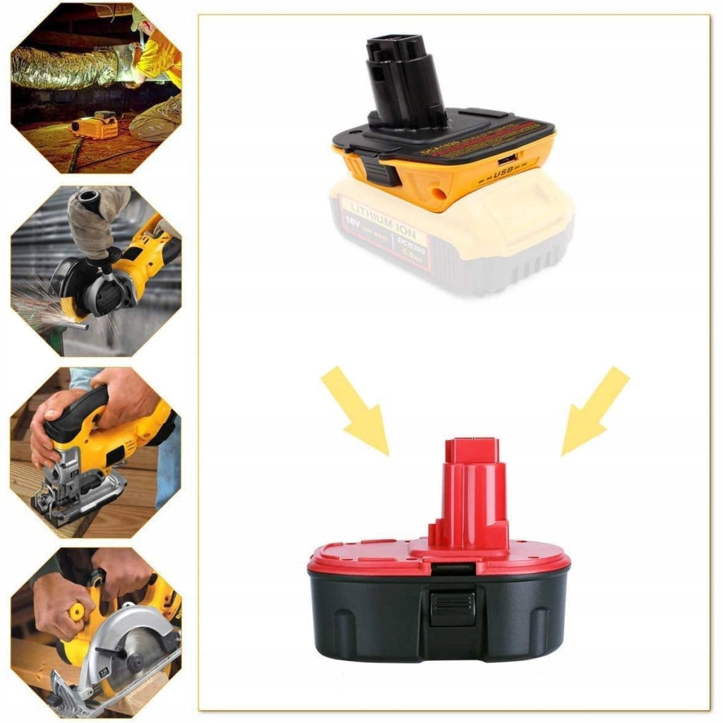 Adattatore per Batteria Dewalt DCA1820 – Compatibile con Utensili 18V NiCad/NiMh e Batterie 20V Li-Ion