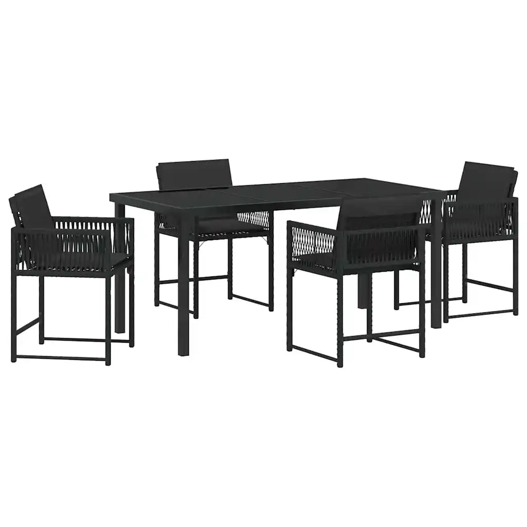 Set da Pranzo per Giardino 5 pcs Nero polyrattan 3380747