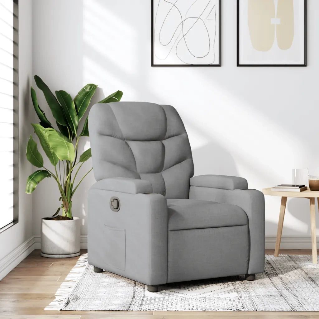 Divano Sedia-Poltrona Reclinabile in Tessuto Grigio Chiaro 764865