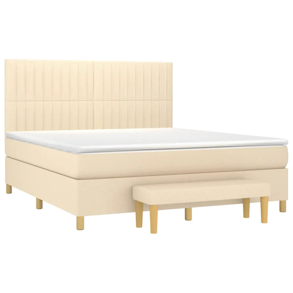 Giroletto a Molle con Materasso Crema 160x200 cm in Tessuto 3137330