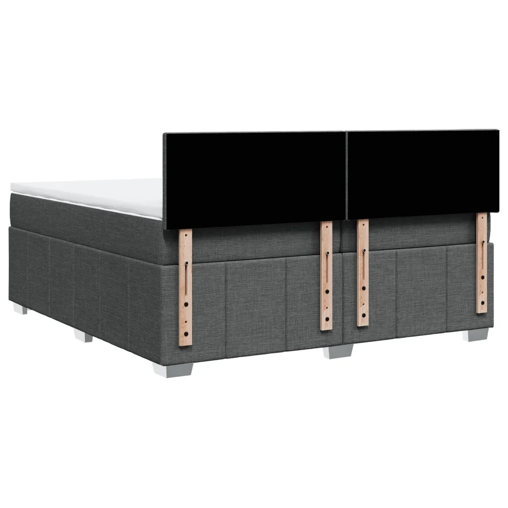 Giroletto a Molle con Materasso Grigio Scuro 200x200 cm Tessuto