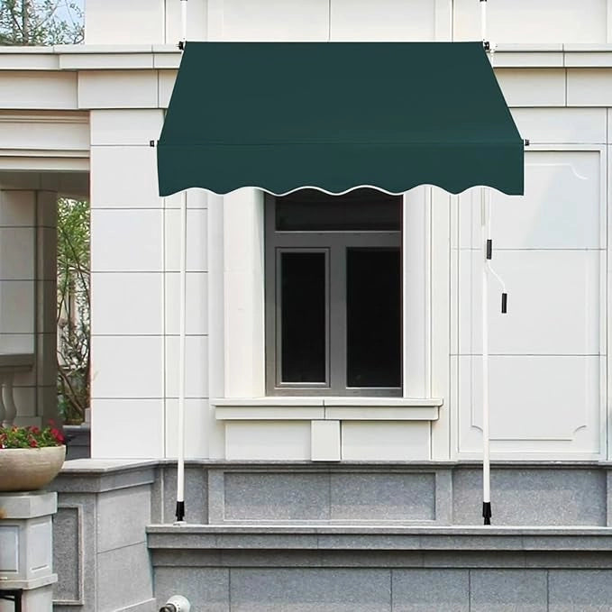 Tenda da Sole per Esterno, Tenda da Sole a Morsetto per Balcone con Struttura Telescopica e Tessuto Resistene ai Raggi Solari, Regolabile in Altezza e in Angolazione (150 cm,Verde)