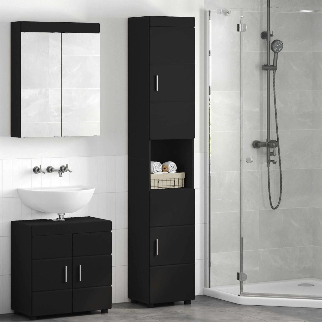 Set di Armadi da Bagno TULUM Nero 37 x 31,5 x 203 cm