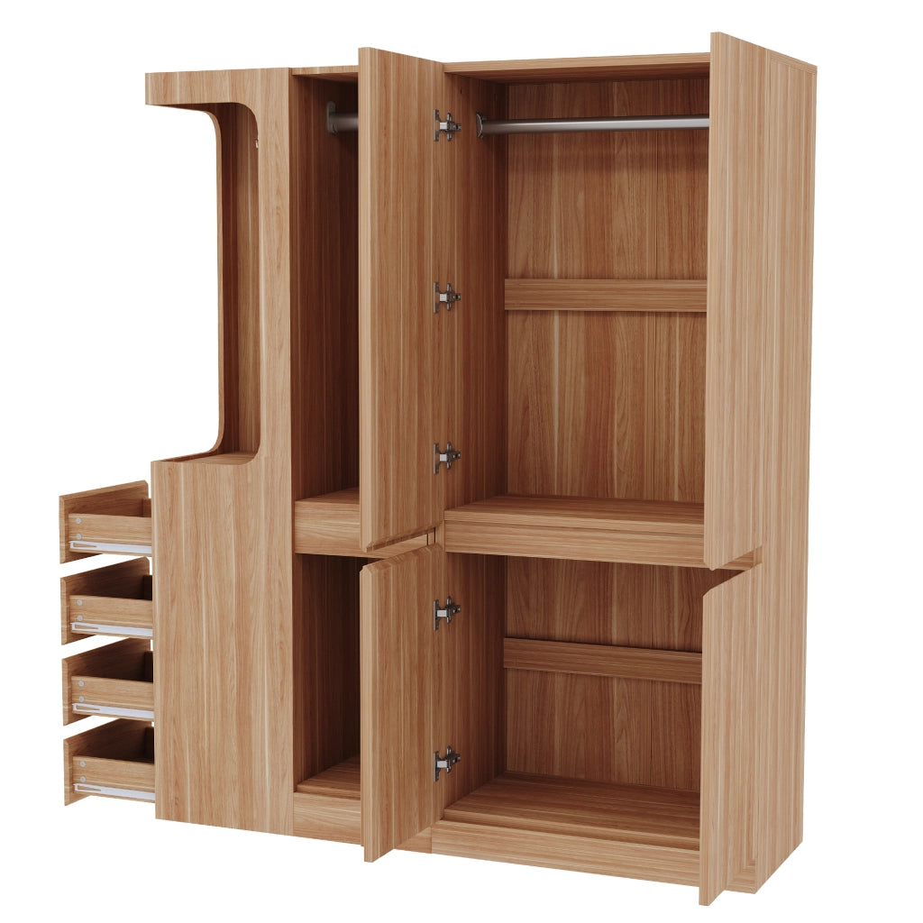 Armadio grande con cassetti e ripiani ¨C Minimal ¨C colore legno 140x40x170 cm