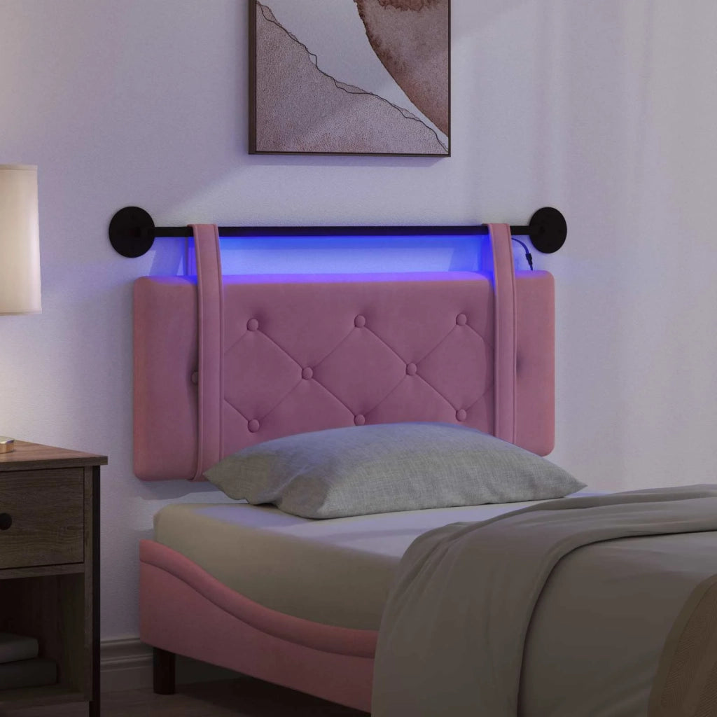 Testiera | Testata sospesa Con luce LED Rosa Velluto