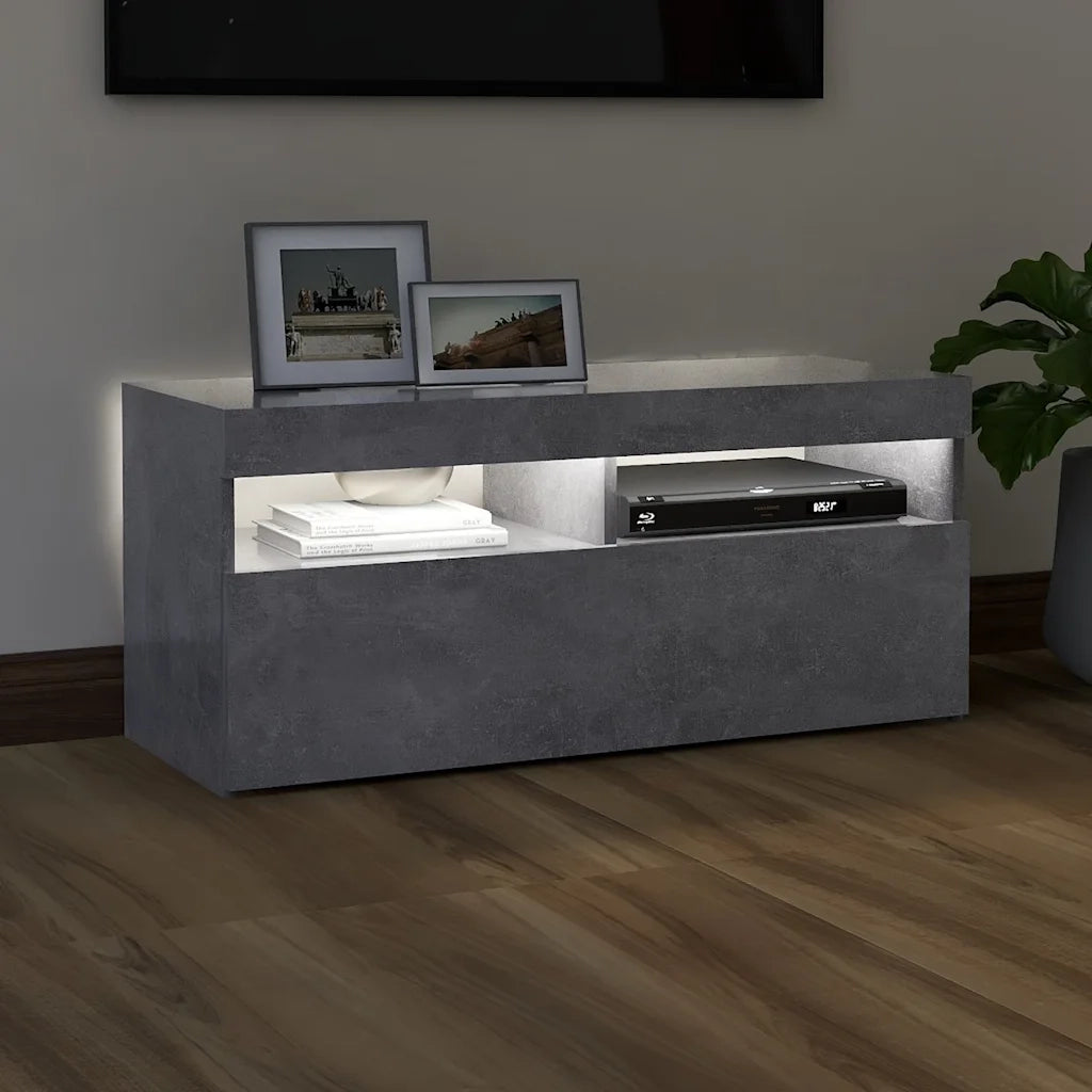 Mobile Porta TV con Luci LED Grigio Cemento 90x35x40 cm cod mxl 53461