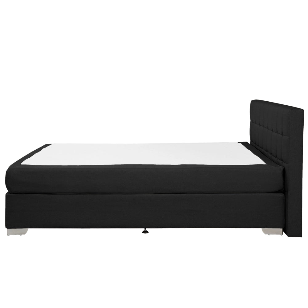 Letto Tessuto Nero Imbottito 160 x 200 cm Struttura Con Testiera Trapuntata E Materasso
