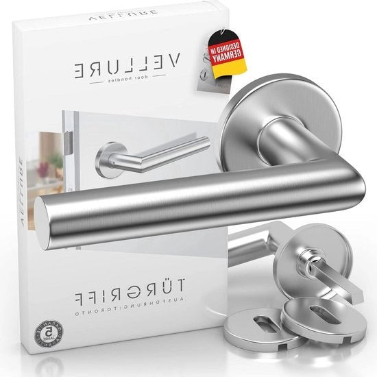 Set di chiusura in acciaio inossidabile per porte interne - comprensivo di punteruolo e istruzioni di montaggio - deur beslag con chiusura e accessori - adatto per porte di camera