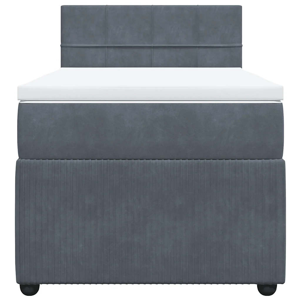 Giroletto a Molle con Materasso Grigio Scuro 90x200 cm Velluto