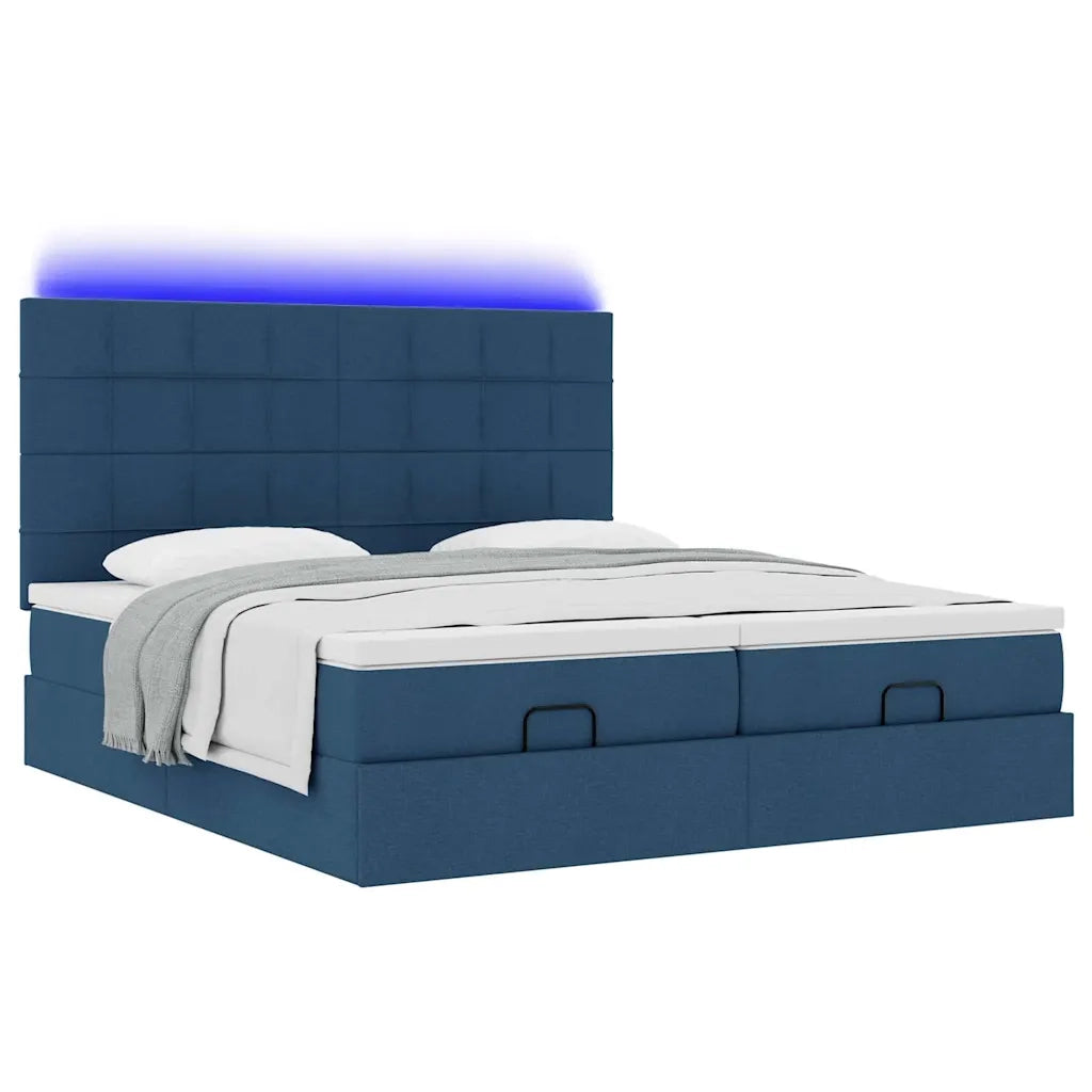 Struttura Letto Pouf con Materassi Blu 180x200cm in Tessuto 3314547